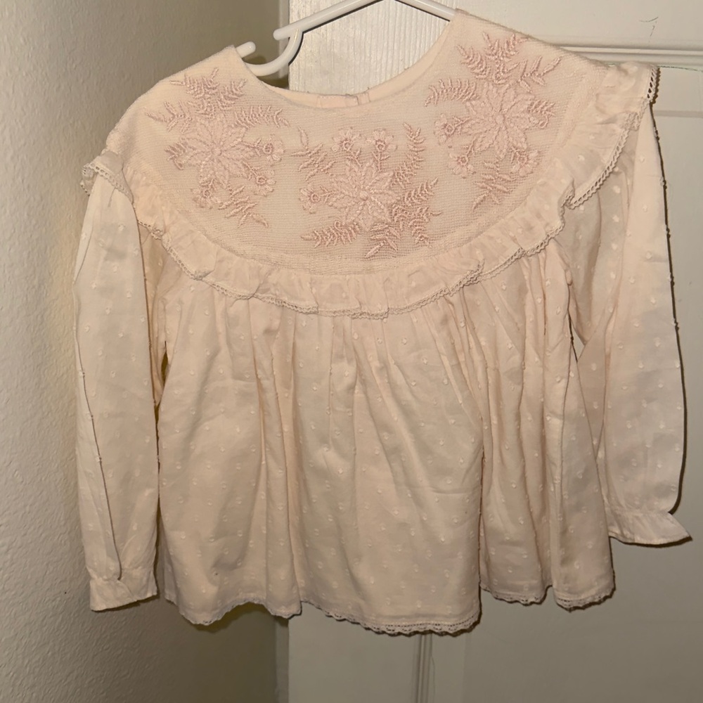 Zara Cream Embroidered Kids Blouse